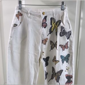 Butterfly White High Rise Jeans/Denim Pants XS (2)